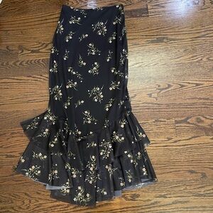 Zara Black Floral Maxi Skirt